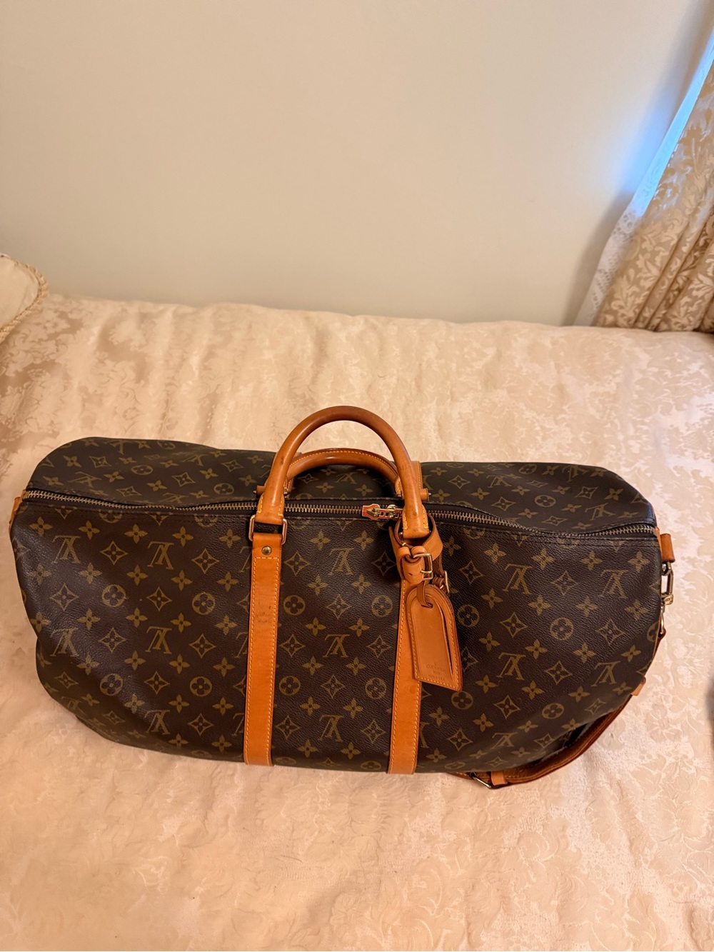 Louis Vuitton Monogram Keepall Duffel - Dark Brown with Tan Trim - Picture 4 of 5